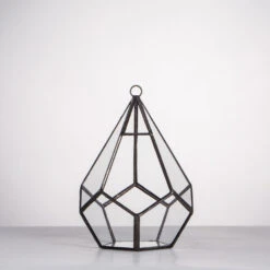 Handmade Artistic Hanging Glass Teardrop Diamond Geometric Terrarium With Loop For Succulent Moss -Ncyp Garden Store product image 729040730