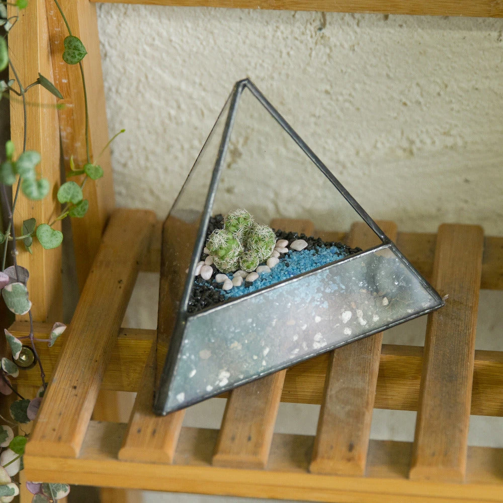 Handmade Small Pyramid Glass Geometric Terrarium For Ring Box Moss Cacti 7 Handmade Small Pyramid Glass Geometric Terrarium For Ring Box Moss Cacti - Image 5
