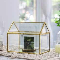 Handmade Gold House Shape Glass Geometric Terrarium Card Wishwell Reception Box For Wedding Ceromony 28 Handmade Gold House Shape Glass Geometric Terrarium Card Wishwell Reception Box For Wedding Ceromony -Ncyp Garden Store product image 997415301