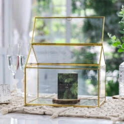 Handmade Gold House Shape Glass Geometric Terrarium Card Wishwell Reception Box For Wedding Ceromony 25 Handmade Gold House Shape Glass Geometric Terrarium Card Wishwell Reception Box For Wedding Ceromony -Ncyp Garden Store product image 997415306