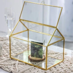 Handmade Gold House Shape Glass Geometric Terrarium Card Wishwell Reception Box For Wedding Ceromony 18 Handmade Gold House Shape Glass Geometric Terrarium Card Wishwell Reception Box For Wedding Ceromony -Ncyp Garden Store product image 997415309